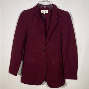 ALEX MILL WOMENS BOILED WOOL BLAZER JACKET RED BURGUNDY SMALL